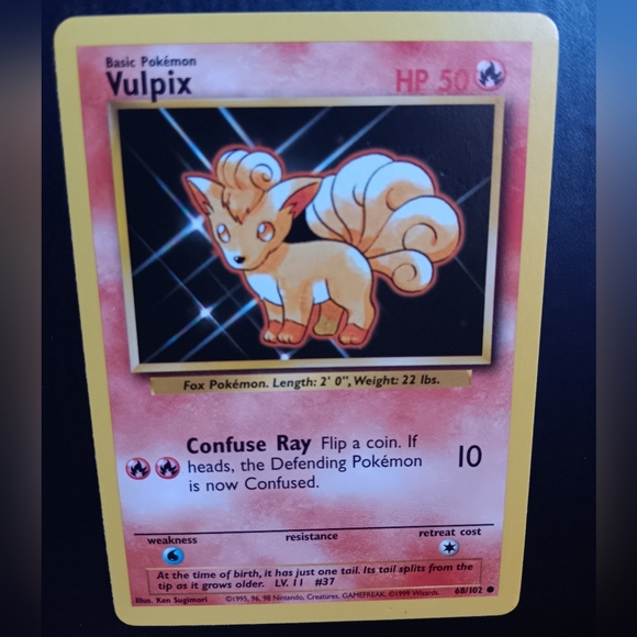 Vulpix Pokemon Card - Base Set - NO. 68/102 Common Non-Holo - Picture 2 of 9